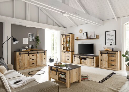 Kummut SHERWOOD pruun / hall, 162x38xH91 cm