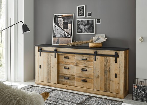 Kummut SHERWOOD pruun / hall, 201x43xH91 cm