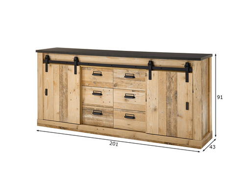 Kummut SHERWOOD pruun / hall, 201x43xH91 cm