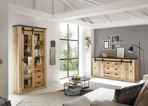 Kummut SHERWOOD pruun / hall, 201x43xH91 cm