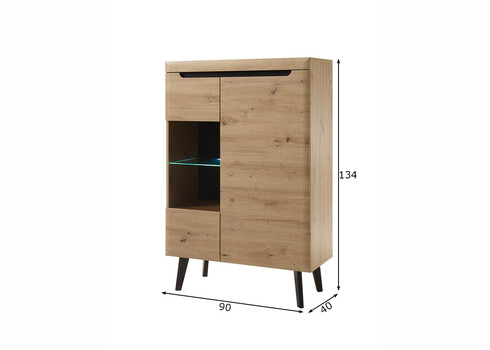 Vitriinkapp TORGE tamm, 90x40xH134 cm