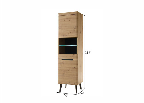 Vitriinkapp TORGE tamm, 53x40xH197 cm