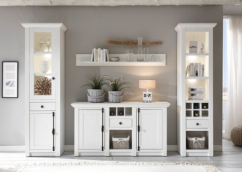 Vitriinkapp WESTERLAND valge mänd, 63x45xH207 cm