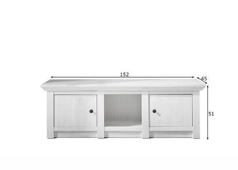 Tv-alus WESTERLAND valge mänd, 152x45xH51 cm