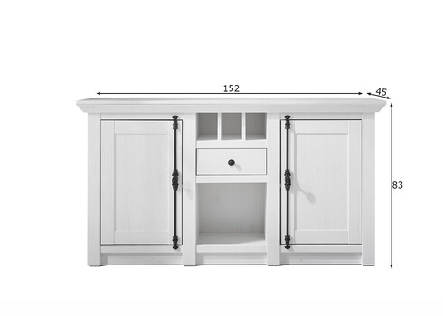 Kummut WESTERLAND valge mänd, 152x45xH83 cm