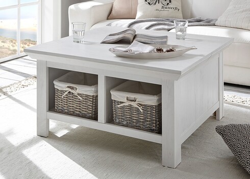 Diivanilaud WESTERLAND valge mänd, 93x93xH50 cm