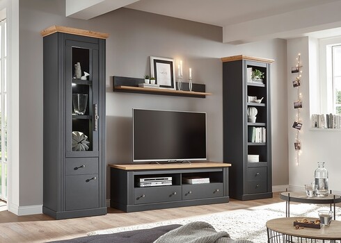 Kapp-riiul WESTMINSTER tumehall / tamm, 61x42xH202 cm