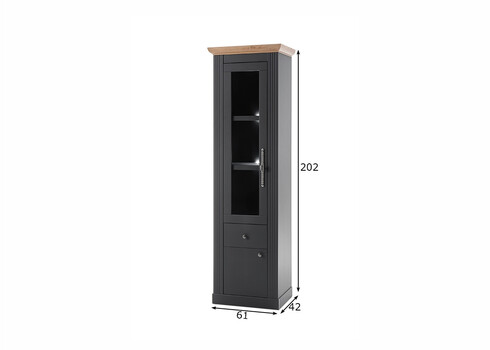 Vitriinkapp WESTMINSTER tumehall / tamm, 61x42xH202 cm