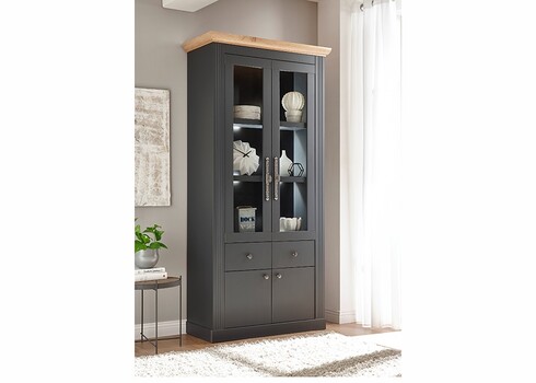 Vitriinkapp WESTMINSTER tumehall / tamm, 97x42xH202 cm