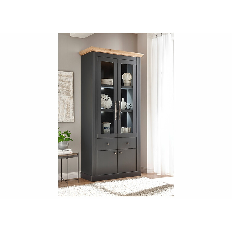 Vitriinkapp WESTMINSTER tumehall / tamm, 97x42xH202 cm