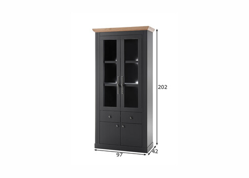 Vitriinkapp WESTMINSTER tumehall / tamm, 97x42xH202 cm