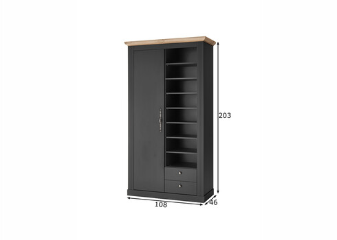 Esikukapp WESTMINSTER tumehall / tamm, 108x46xH203 cm