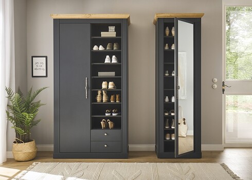 Esikukapp WESTMINSTER tumehall / tamm, 66x46xH203 cm