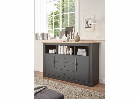 Kummut WESTMINSTER tumehall / tamm, 150x42xH96 cm