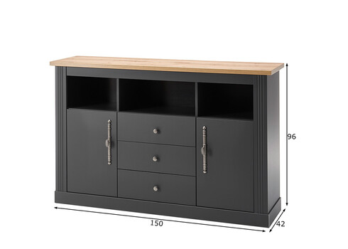 Kummut WESTMINSTER tumehall / tamm, 150x42xH96 cm