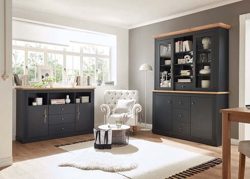 Kummut WESTMINSTER tumehall / tamm, 150x42xH96 cm