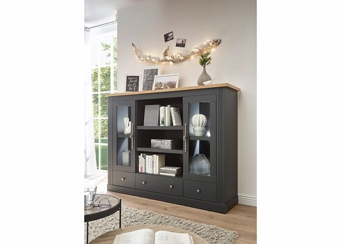 Vitriinkapp WESTMINSTER tumehall / tamm, 160x42xH122 cm