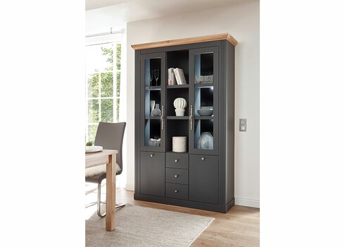 Puhvetkapp WESTMINSTER tumehall / tamm, 129x42xH202 cm