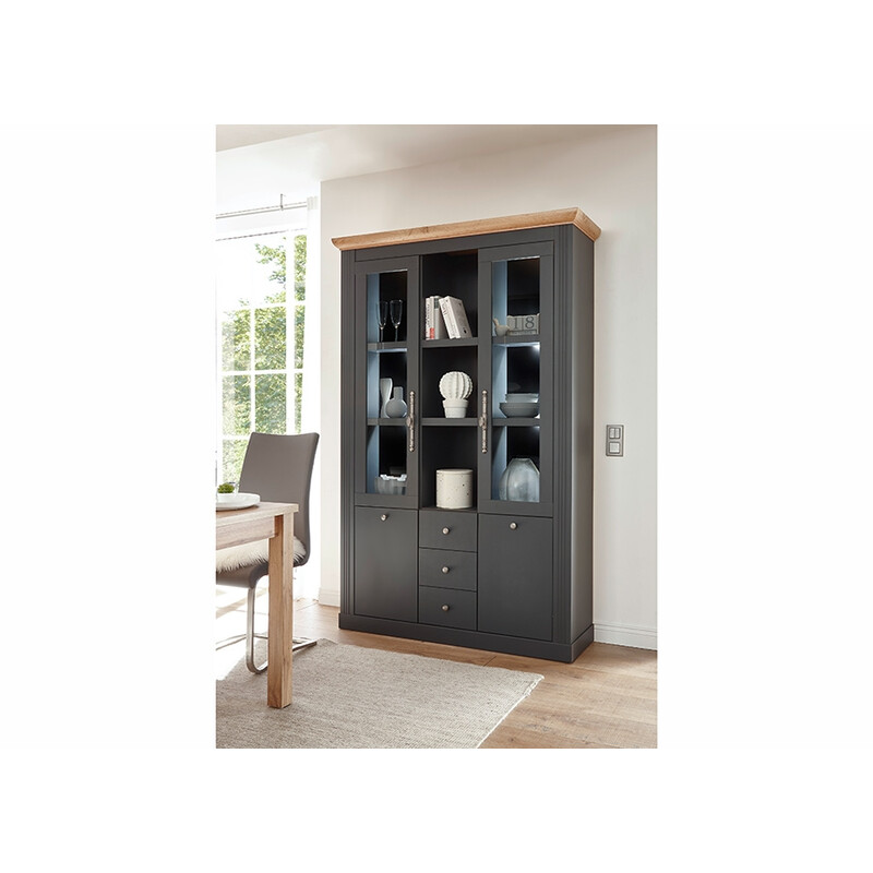 Puhvetkapp WESTMINSTER tumehall / tamm, 129x42xH202 cm