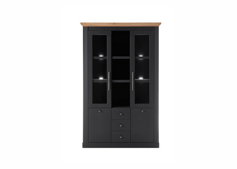 Puhvetkapp WESTMINSTER tumehall / tamm, 129x42xH202 cm