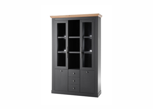 Puhvetkapp WESTMINSTER tumehall / tamm, 129x42xH202 cm