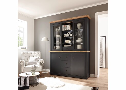 Puhvetkapp WESTMINSTER tumehall / tamm, 153x42xH205 cm