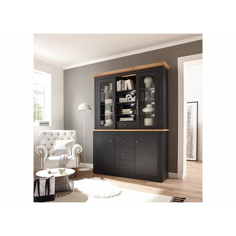 Puhvetkapp WESTMINSTER tumehall / tamm, 153x42xH205 cm