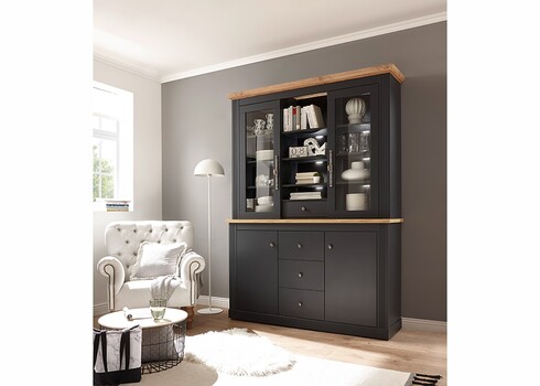 Puhvetkapp WESTMINSTER tumehall / tamm, 153x42xH205 cm