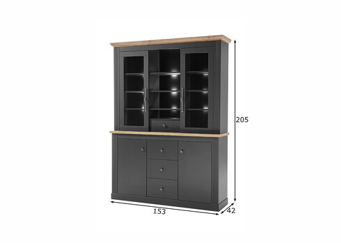 Puhvetkapp WESTMINSTER tumehall / tamm, 153x42xH205 cm