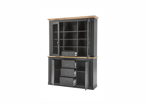 Puhvetkapp WESTMINSTER tumehall / tamm, 153x42xH205 cm