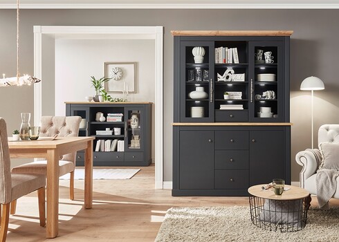 Puhvetkapp WESTMINSTER tumehall / tamm, 153x42xH205 cm