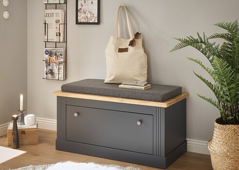 Esikupink padjaga WESTMINSTER tumehall / tamm, 92x45xH51 cm