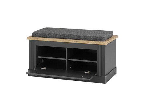 Esikupink padjaga WESTMINSTER tumehall / tamm, 92x45xH51 cm