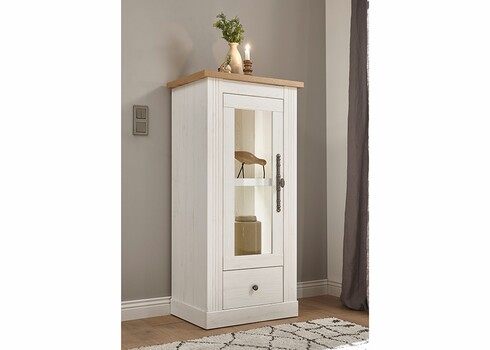 Vitriinkapp WESTMINSTER valge / tamm, 58x42xH122 cm