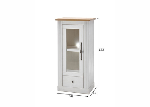 Vitriinkapp WESTMINSTER valge / tamm, 58x42xH122 cm