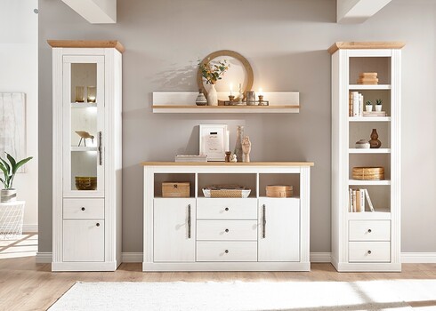 Vitriinkapp WESTMINSTER valge / tamm, 61x42xH202 cm