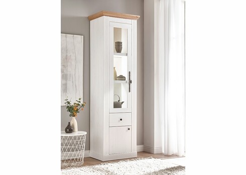 Vitriinkapp WESTMINSTER valge / tamm, 61x42xH202 cm