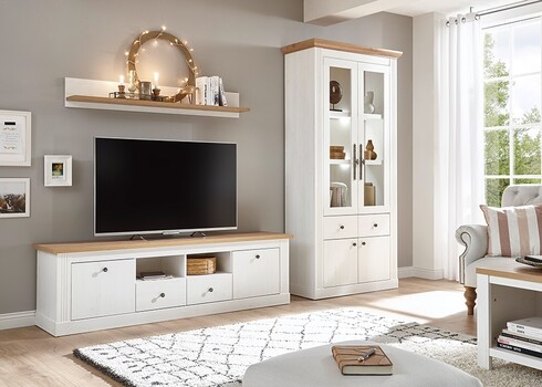 Vitriinkapp WESTMINSTER valge / tamm, 97x42xH202 cm