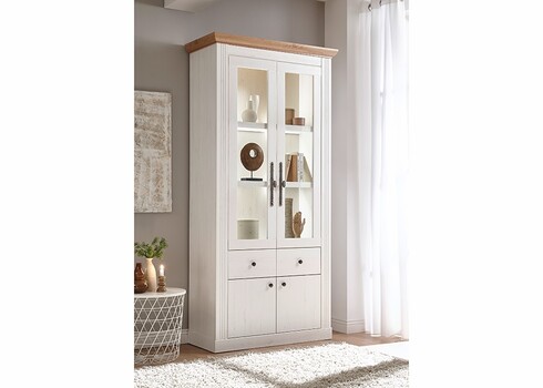 Vitriinkapp WESTMINSTER valge / tamm, 97x42xH202 cm