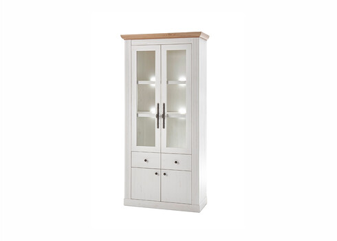 Vitriinkapp WESTMINSTER valge / tamm, 97x42xH202 cm