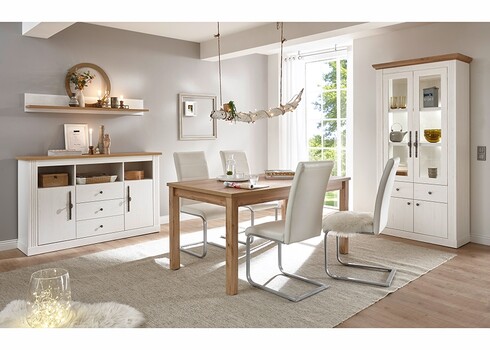 Vitriinkapp WESTMINSTER valge / tamm, 97x42xH202 cm