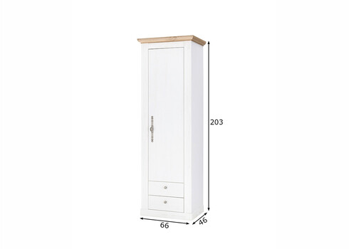 Esikukapp WESTMINSTER valge / tamm, 66x46xH203 cm