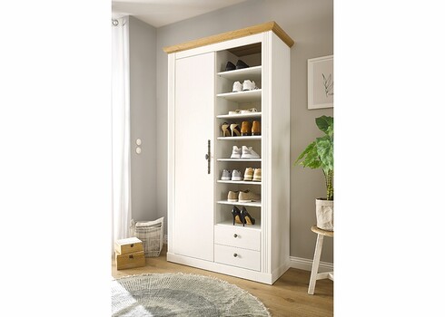 Esikukapp WESTMINSTER valge / tamm, 108x46xH203 cm