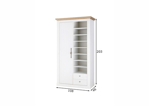 Esikukapp WESTMINSTER valge / tamm, 108x46xH203 cm