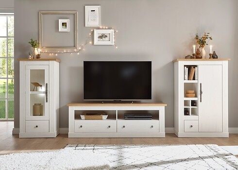 Tv-alus WESTMINSTER valge / tamm, 153x41xH52 cm