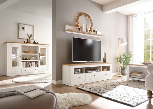 Tv-alus WESTMINSTER valge / tamm, 162x41xH52 cm