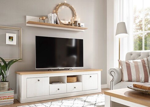 Tv-alus WESTMINSTER valge / tamm, 180x41xH52 cm