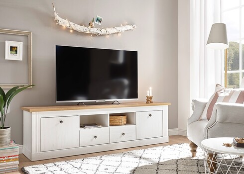 Tv-alus WESTMINSTER valge / tamm, 180x41xH52 cm