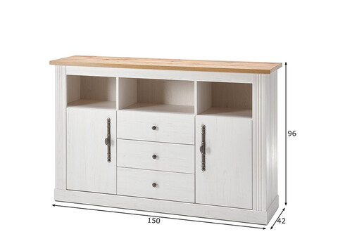 Kummut WESTMINSTER valge / tamm, 150x42xH96 cm