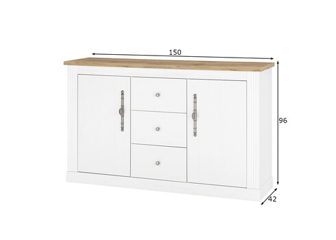 Kummut WESTMINSTER valge / tamm, 150x42xH96 cm